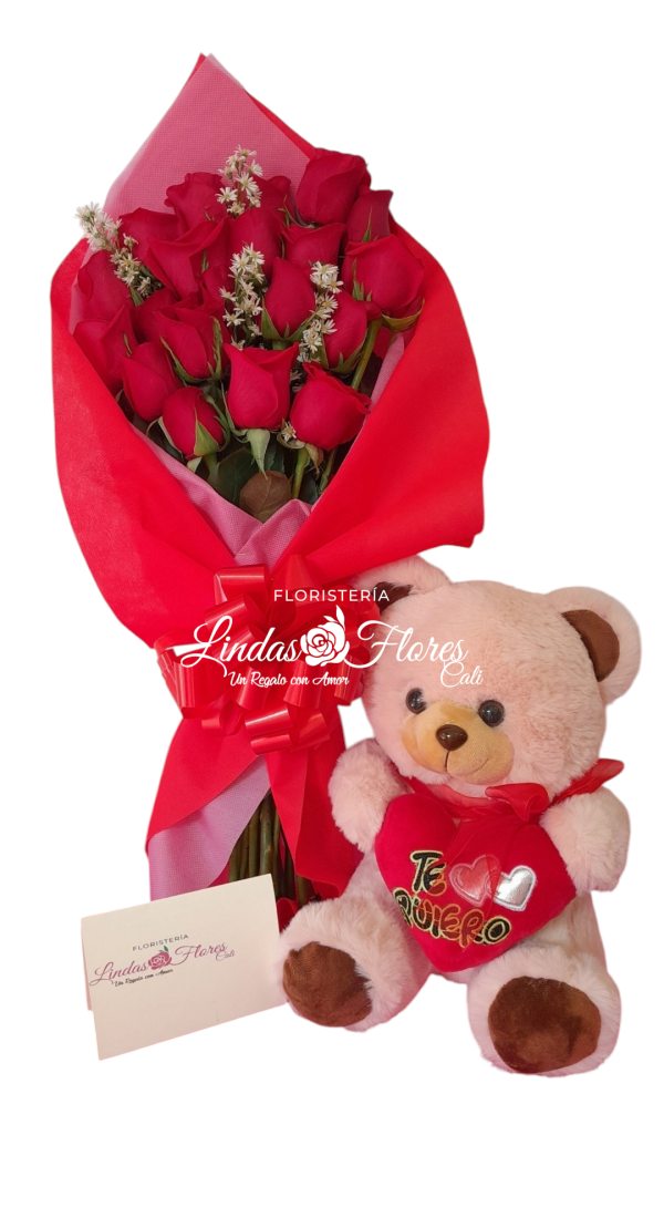 Ramillete Rosas y Peluche en Cali