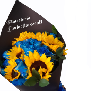 Ramo Rosas Azules y Girasoles