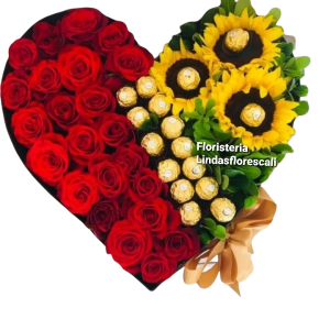Corazón con chocolates Flores en Cali