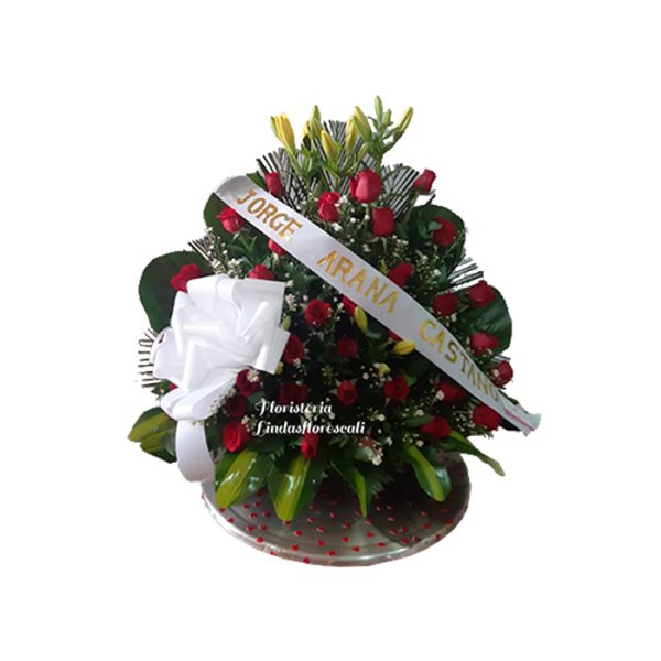 Abanico Fúnebre Rosas Rojas