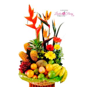 Arreglo Floral Con Frutas Hermoso