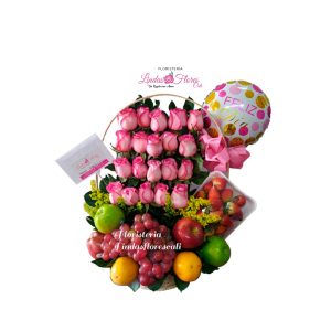 Canasta De Frutas y Rosas