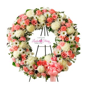 Corona Fúnebre Redonda Rosa