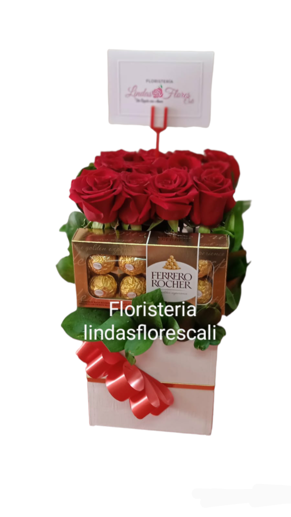 Cubo De Rosas Con Chocolates 