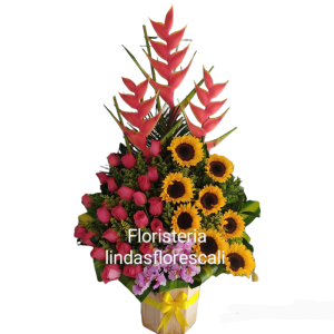 Ramo de Rosas y Girasoles Flores para Regalar