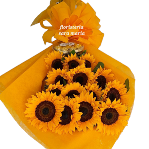 Ramo de Girasoles y chocolates Ferrero 