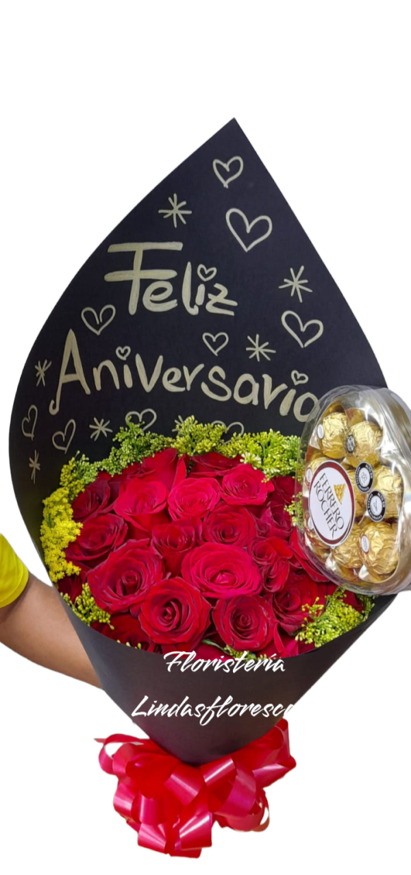 Bouquet De Rosas y Chocolates FELIZ DIA