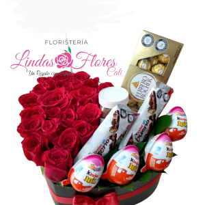 Corazón Rosas y Chocolates Cali