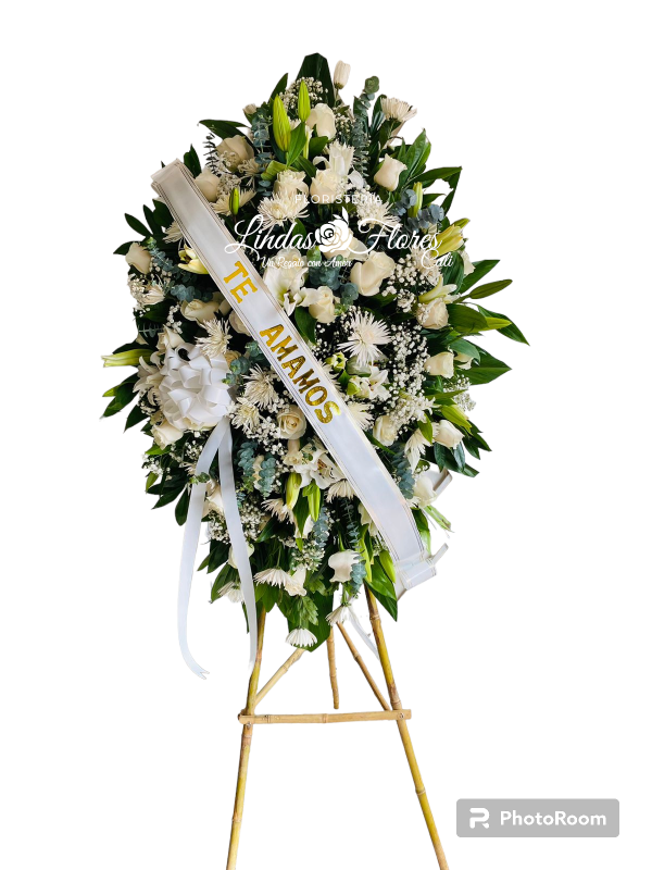Corona fúnebre flores blancas