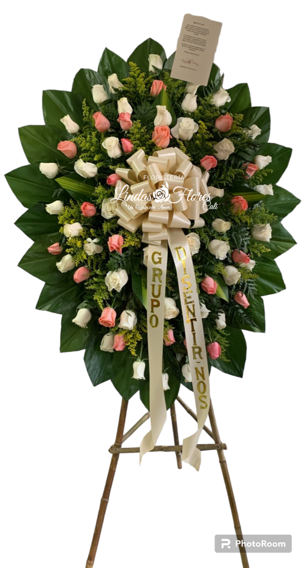 Corona fúnebre en Rosas