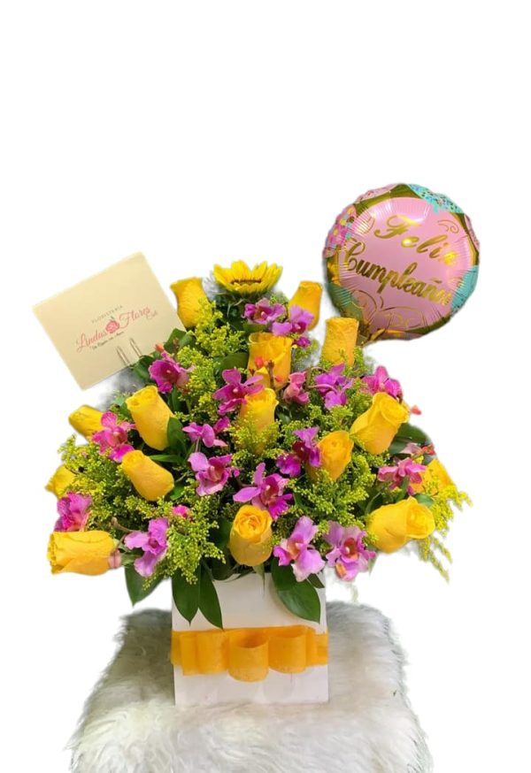 Arreglo Floral Rosas y Orquideas 