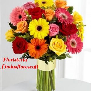 Florero Gerveras y Rosas Cali
