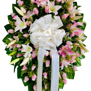 Corona funebre Rosas y Lirios Rosados